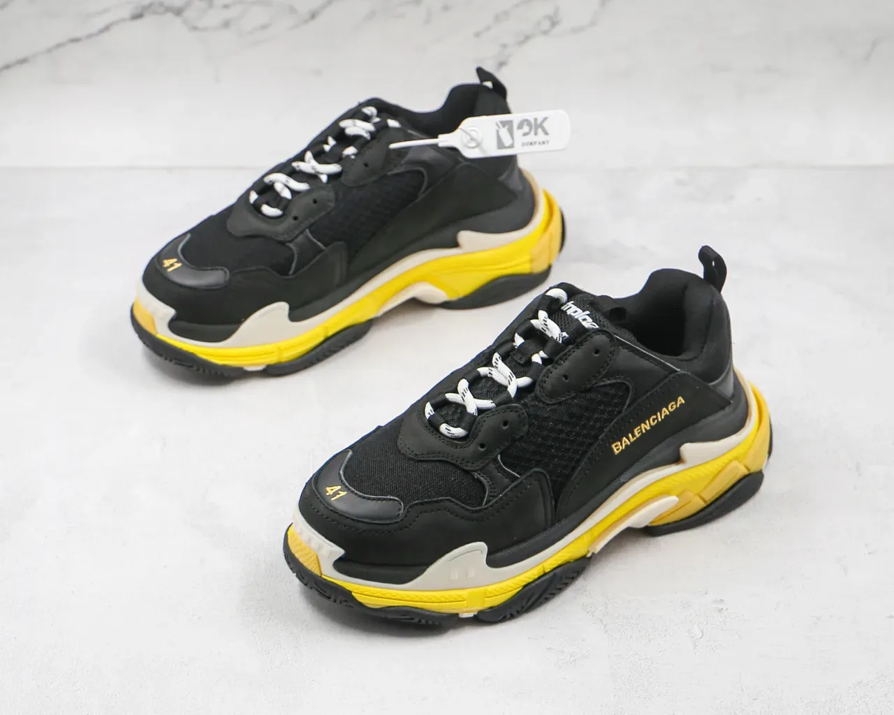 Balenciaga Triple S Black Yellow Chunky Sneakers 7