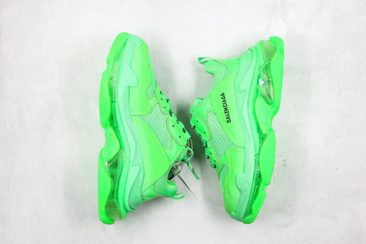 Balenciaga Triple S Neon Green Chunky Sneakers 9