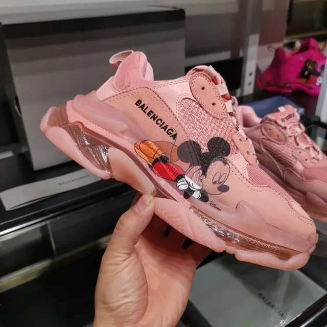Balenciaga Triple S Runner Pink Mickey Mouse Chunky Sneakers 4
