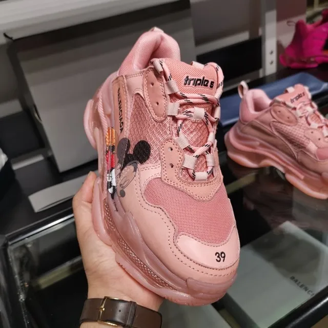 Balenciaga Triple S Runner Pink Mickey Mouse Chunky Sneakers 9