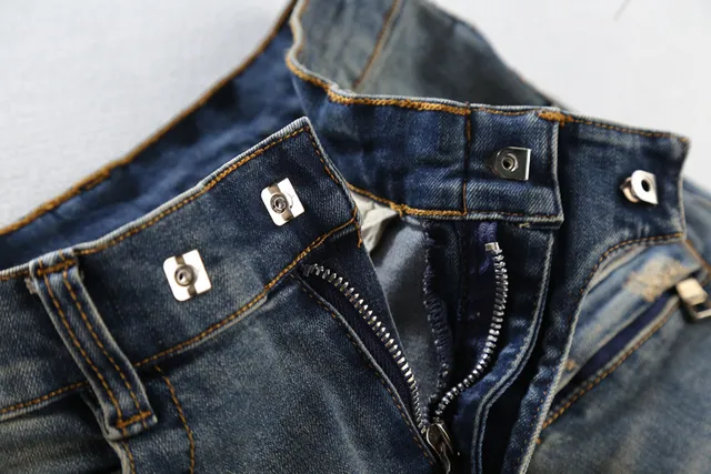 Balmain डिस्ट्रेस्ड बाइकर-स्टाइल नीली जींस 8
