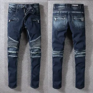 Balmain Moto-Panelled Zip-Thigh Jeans