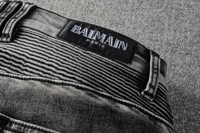 Balmain মোটো-স্টাইল distressed গ্রে জিন্স 3