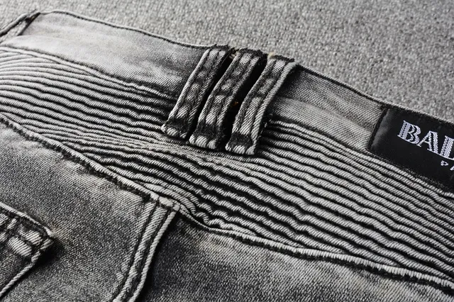 Balmain মোটো-স্টাইল distressed গ্রে জিন্স 4