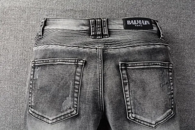 Balmain মোটো-স্টাইল distressed গ্রে জিন্স 6