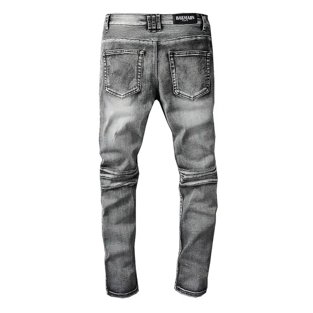 Balmain মোটো-স্টাইল distressed গ্রে জিন্স 7