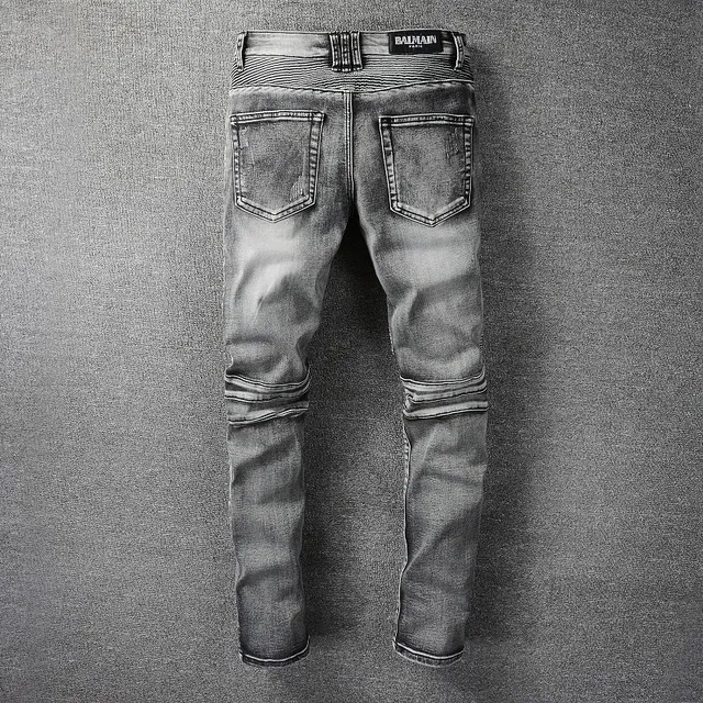 Balmain মোটো-স্টাইল distressed গ্রে জিন্স 8