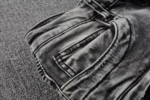 Balmain মোটো-স্টাইল distressed গ্রে জিন্স 11