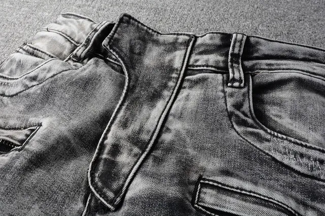 Balmain মোটো-স্টাইল distressed গ্রে জিন্স 15