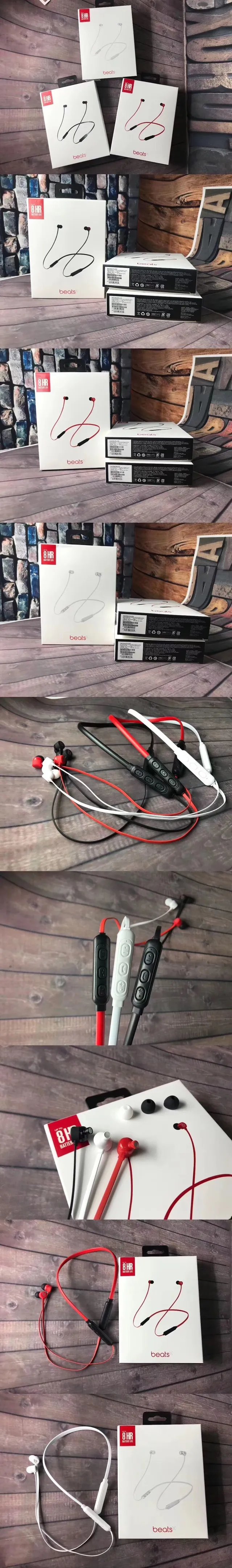 Beats X সাদা লাল গলা ব্যান্ড ডিজাইন নমনীয় তার স্পোর্টস ইয়ারফোন 15