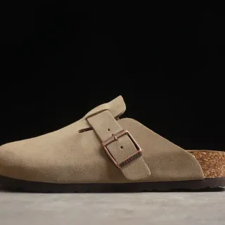 Birkenstock Arizona बेज सूड एक पट्टा लकड़ी का जूता