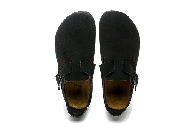 Birkenstock Arizona काला बेज सूड अपर सिंगल स्ट्रैप बकल क्लोजर कैजुअल जूते 2