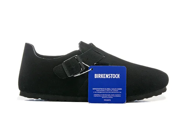 Birkenstock Arizona काला बेज सूड अपर सिंगल स्ट्रैप बकल क्लोजर कैजुअल जूते 6