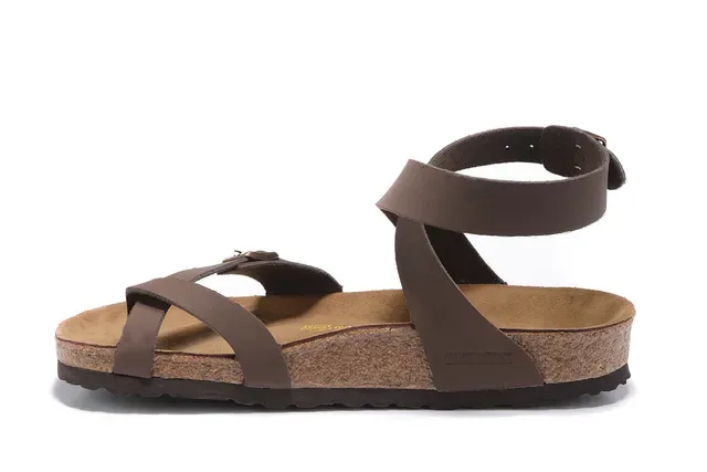 Birkenstock Arizona भूरा कॉर्क फुटबेड ग्लेडिएटर सैंडल 4
