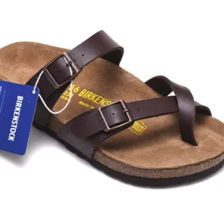 Birkenstock Arizona भूरा चमड़े का आरामदायक सैंडल
