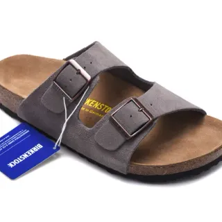 Birkenstock Arizona Gray Suede Two-Strap Casual Sandals