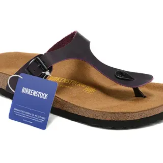 Birkenstock Arizona बैंगनी चमड़े की कैजुअल सैंडल्स