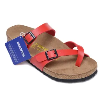 Birkenstock Arizona लाल चमड़े के आरामदायक सैंडल