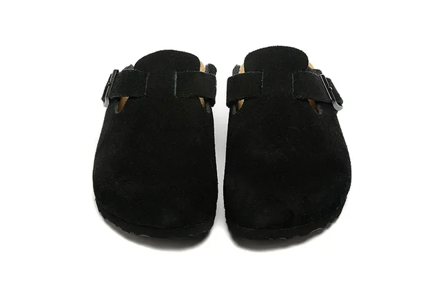 Birkenstock Boston काला स्यूड क्लॉग 3