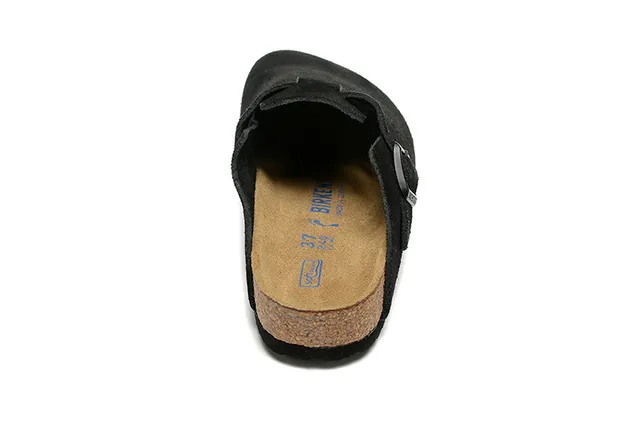 Birkenstock Boston काला स्यूड क्लॉग 4
