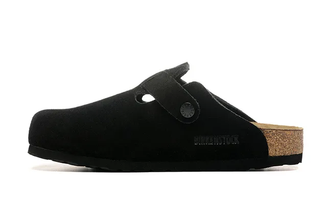 Birkenstock Boston काला स्यूड क्लॉग 5