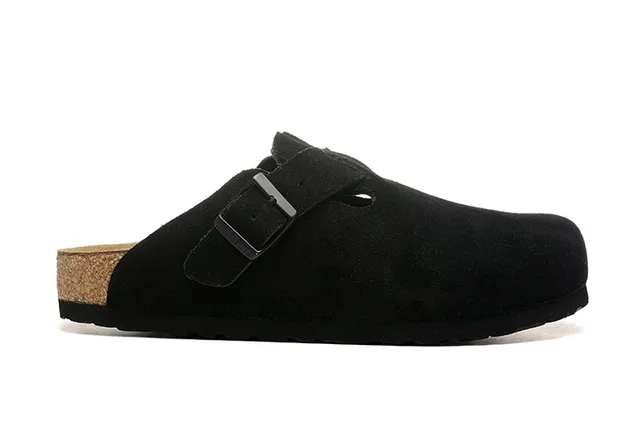 Birkenstock Boston काला स्यूड क्लॉग 6