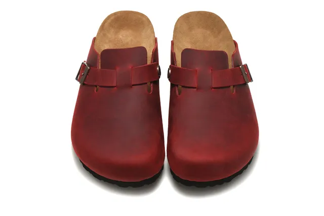 Birkenstock Zueco Rouge Noir Cuir Supérieur Lanière à Boucle 2