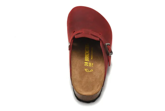 Birkenstock Zueco Rouge Noir Cuir Supérieur Lanière à Boucle 3