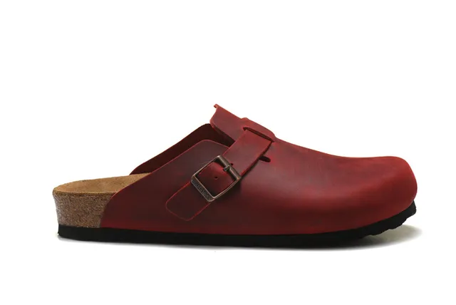 Birkenstock Zueco Rouge Noir Cuir Supérieur Lanière à Boucle 4