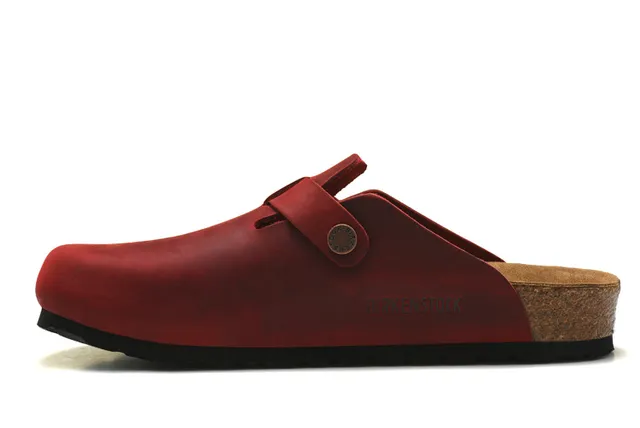Birkenstock Zueco Rouge Noir Cuir Supérieur Lanière à Boucle 5