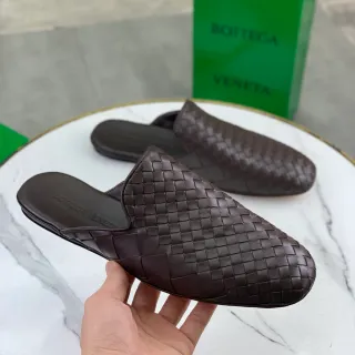 Bottega Veneta Brown Intrecciato Woven Leather Mule Silhouette Casual Shoes