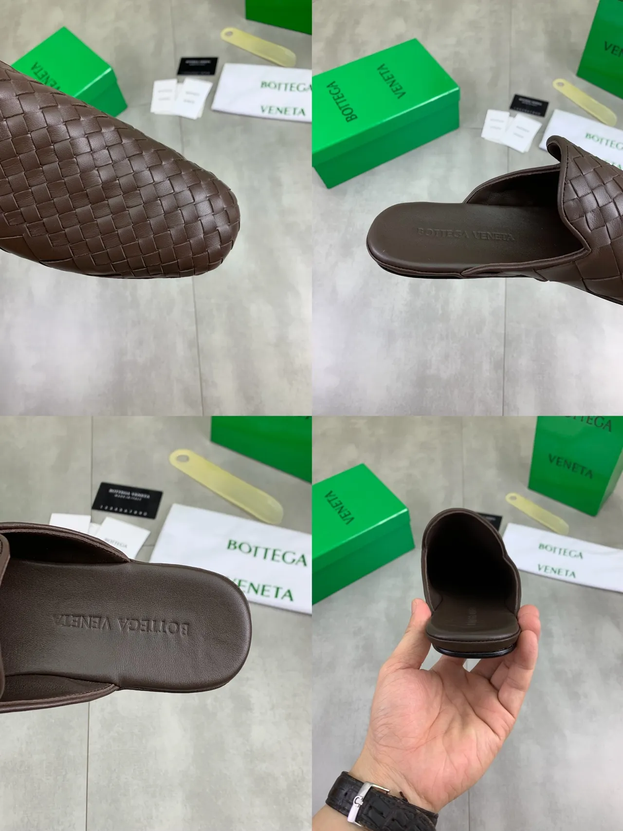 Bottega Veneta Marrón Intrecciato Cuero Tejido Mule Silueta Zapatos Casual 3