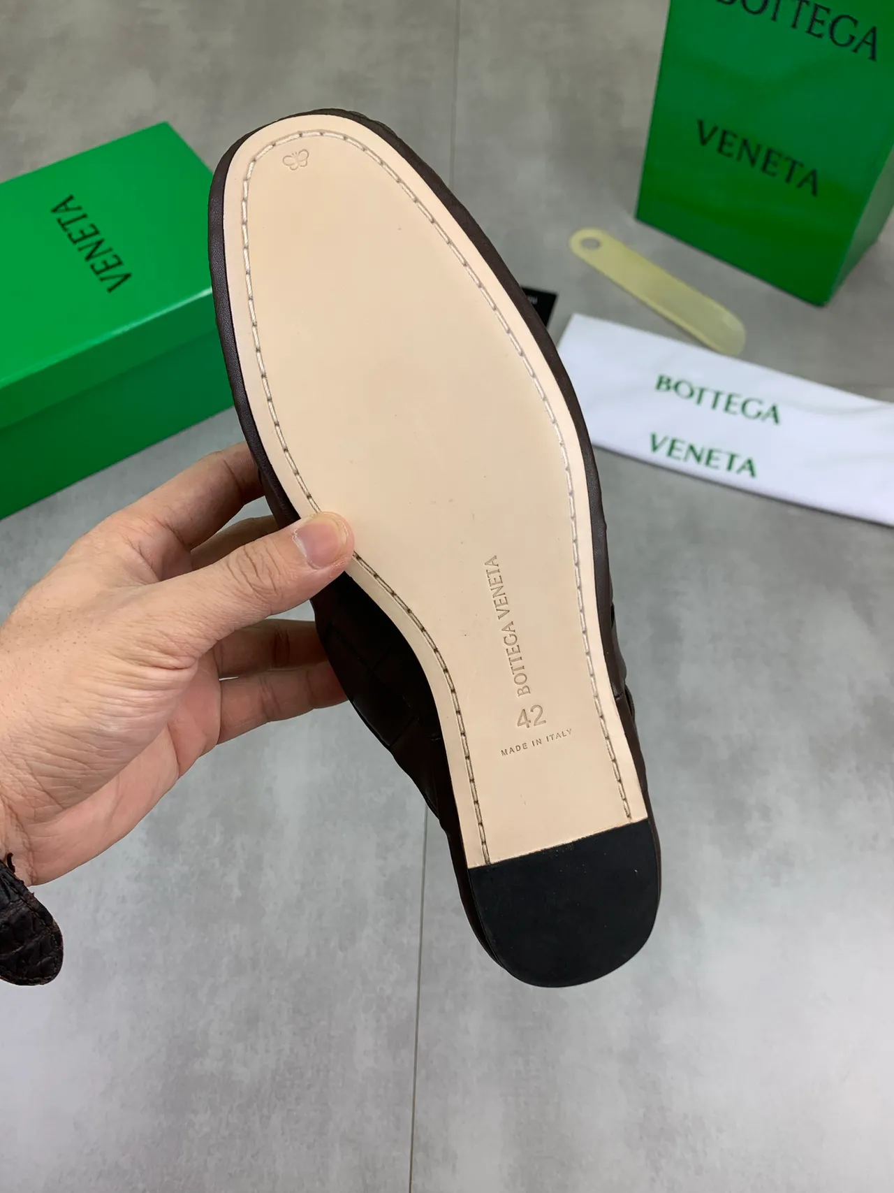 Bottega Veneta Marrón Intrecciato Cuero Tejido Mule Silueta Zapatos Casual 4