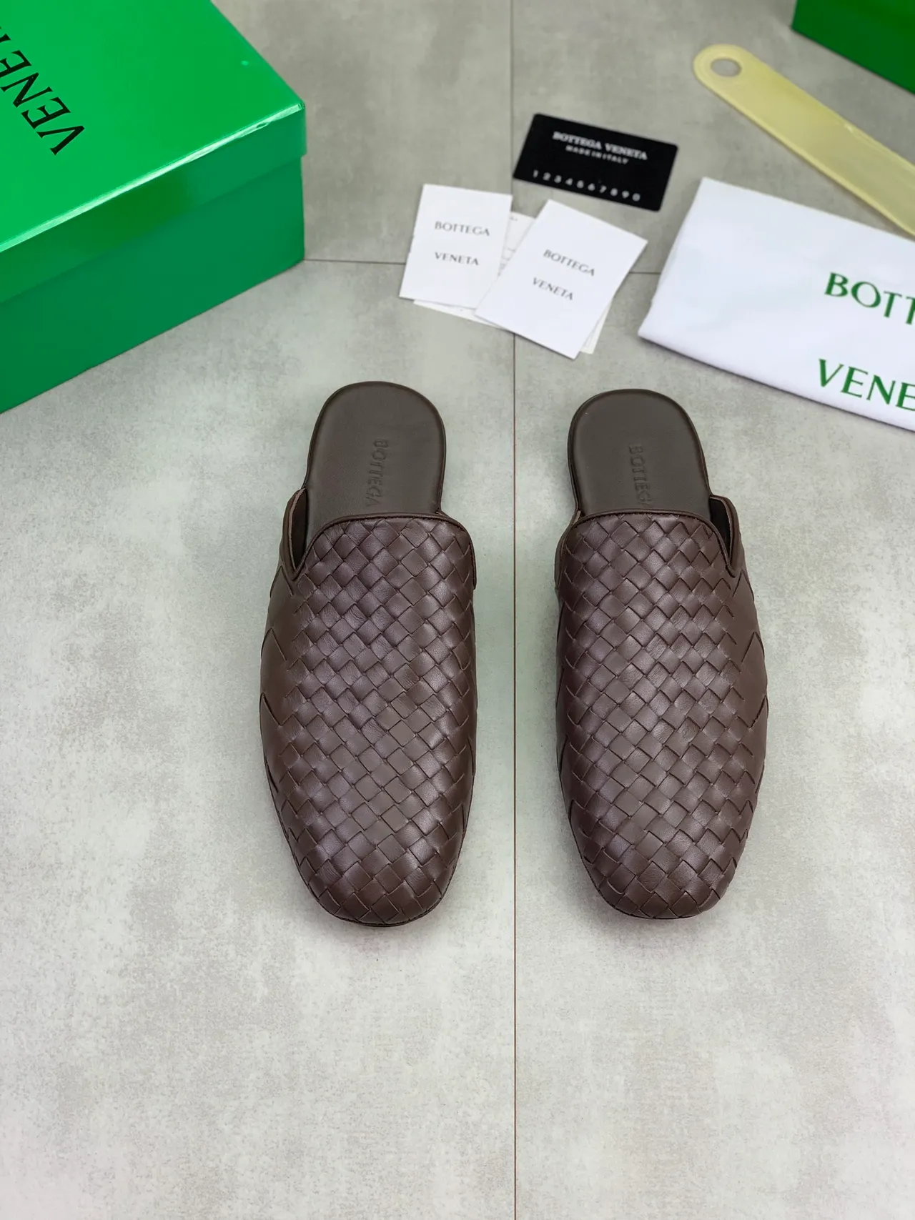 Bottega Veneta Marrón Intrecciato Cuero Tejido Mule Silueta Zapatos Casual 5
