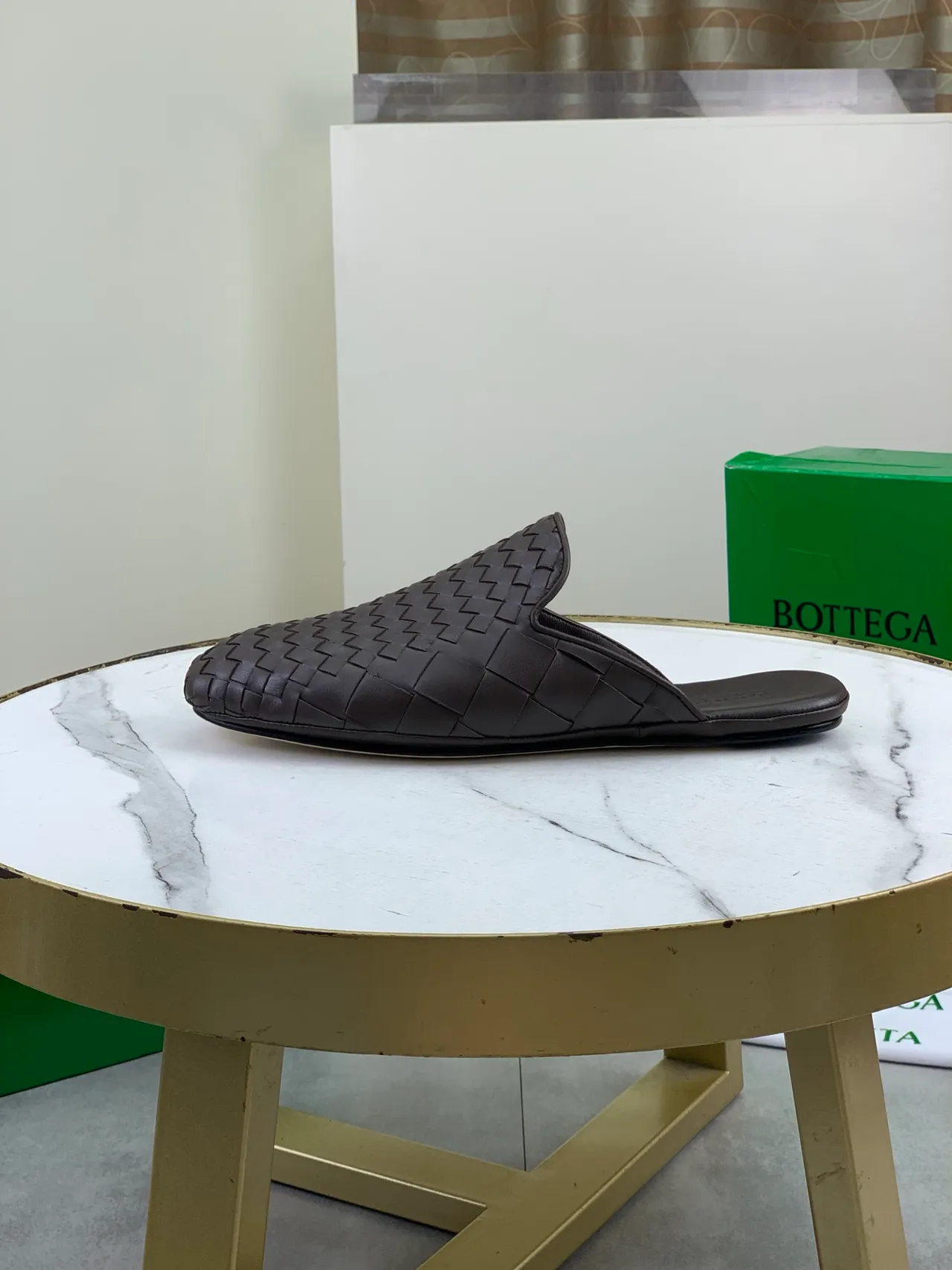 Bottega Veneta Marrón Intrecciato Cuero Tejido Mule Silueta Zapatos Casual 6