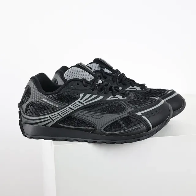 Bottega Veneta Cassette काला भूरा मेश लाइफस्टाइल स्नीकर 3