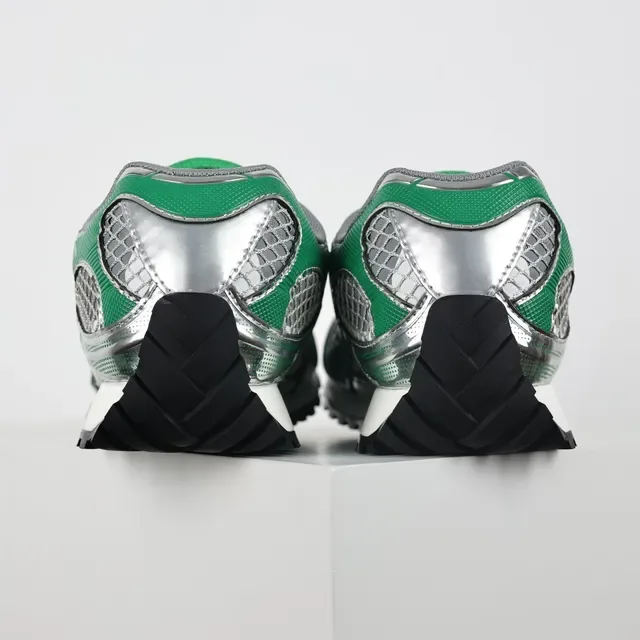 Bottega Veneta Green and Silver Mesh Runner Sneakers 8