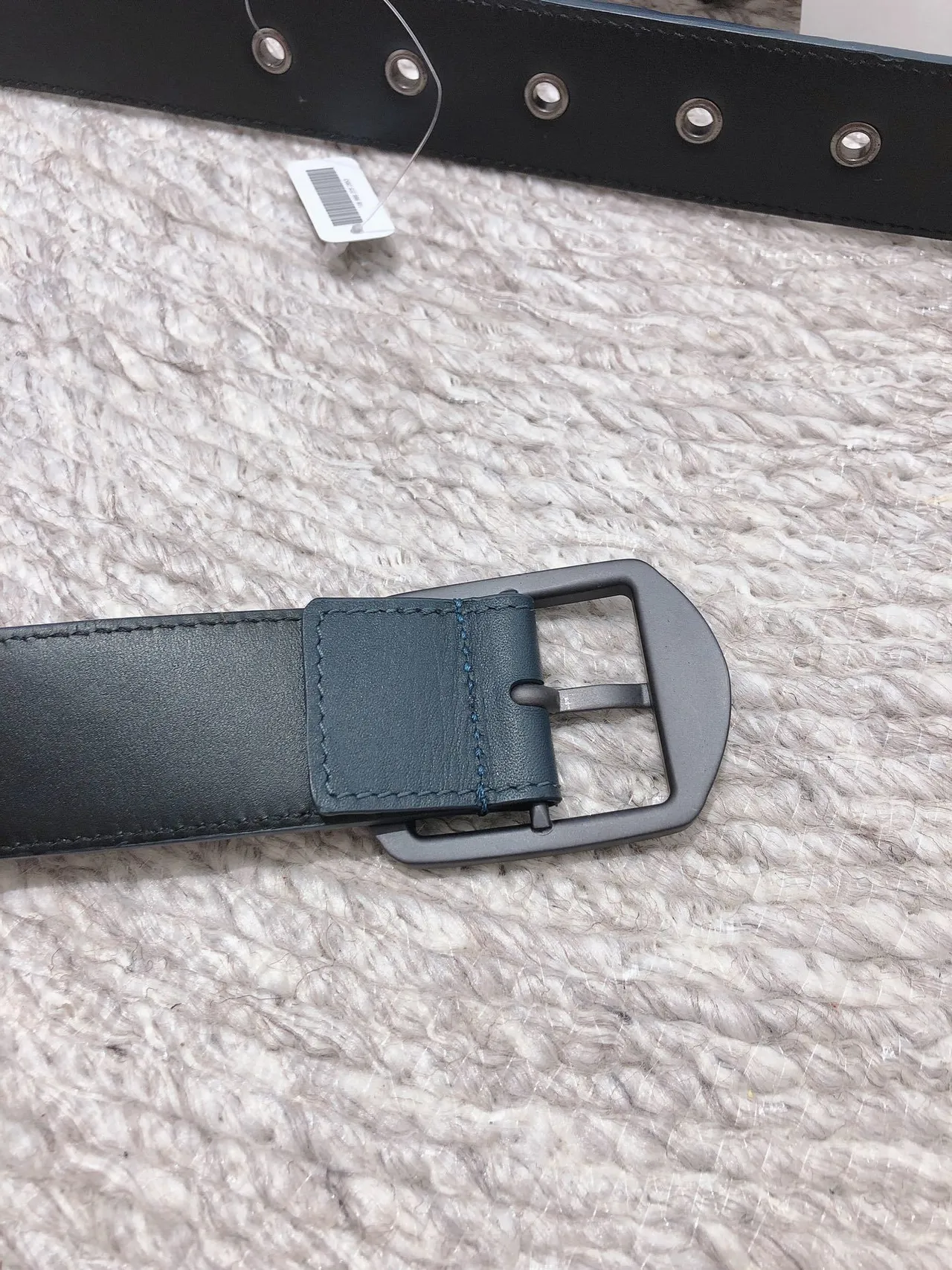Bottega Veneta Intrecciato 腰带 蓝色 黑色 编织 哑光 长方形 扣环 皮革 腰带 3
