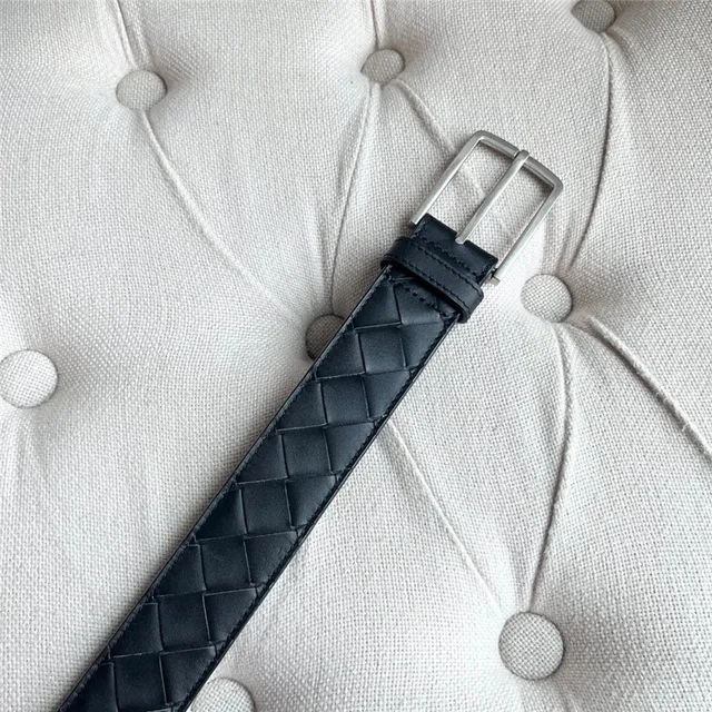 Bottega Veneta Intrecciato Black Woven Matte Buckle Leather Belt 2