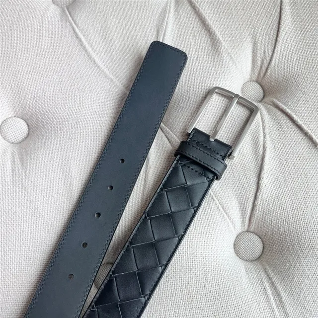 Bottega Veneta Intrecciato Black Woven Matte Buckle Leather Belt 4
