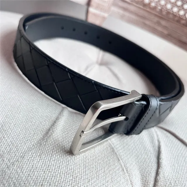 Bottega Veneta Intrecciato Black Woven Matte Buckle Leather Belt 5