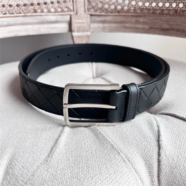 Bottega Veneta Intrecciato Black Woven Matte Buckle Leather Belt 6