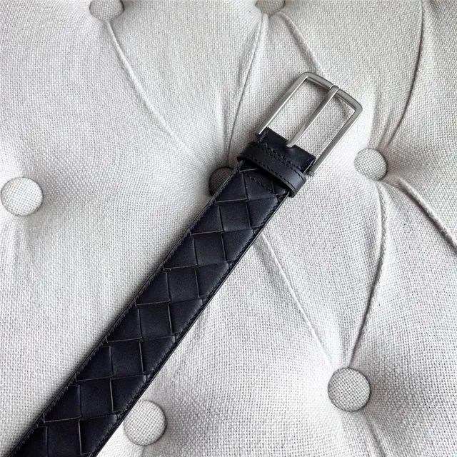 Bottega Veneta Intrecciato Black Woven Matte Buckle Leather Belt 8