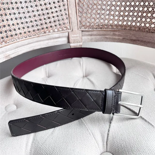 Bottega Veneta Intrecciato Black Woven Matte Buckle Leather Belt 9