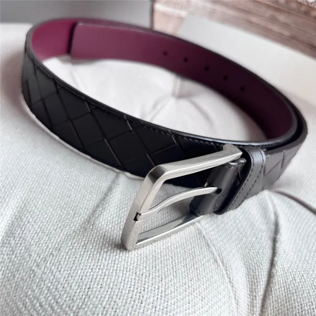 Bottega Veneta Intrecciato Black Woven Matte Buckle Leather Belt 11
