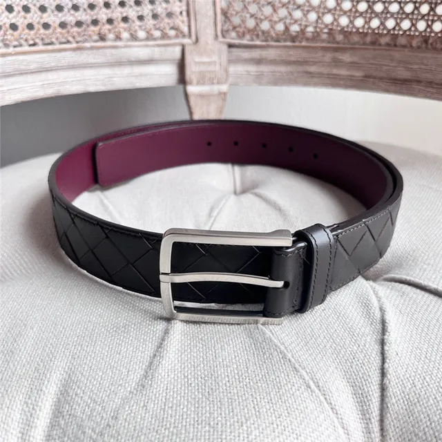 Bottega Veneta Intrecciato Black Woven Matte Buckle Leather Belt 12