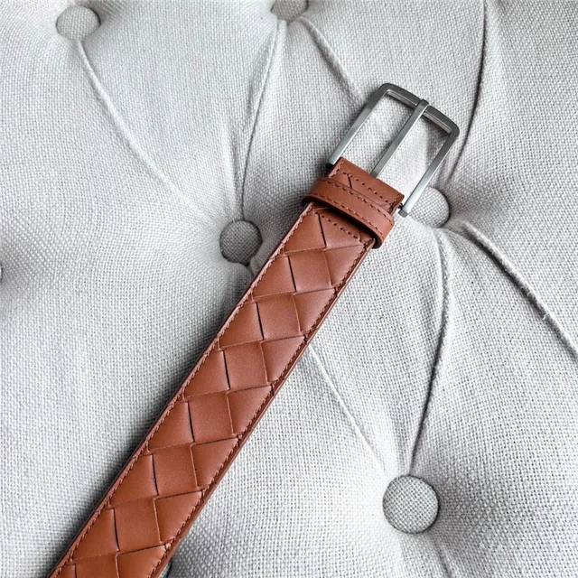 Bottega Veneta Intrecciato Black Woven Matte Buckle Leather Belt 14