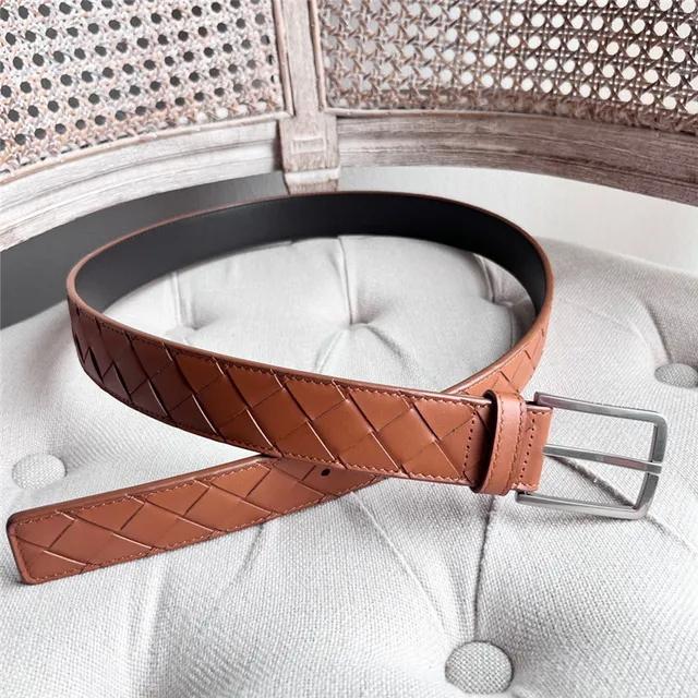 Bottega Veneta Intrecciato Black Woven Matte Buckle Leather Belt 15