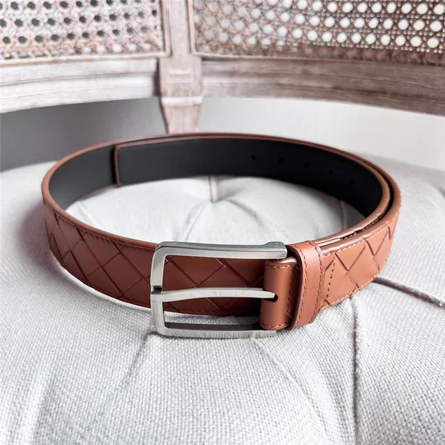 Bottega Veneta Intrecciato Black Woven Matte Buckle Leather Belt 18