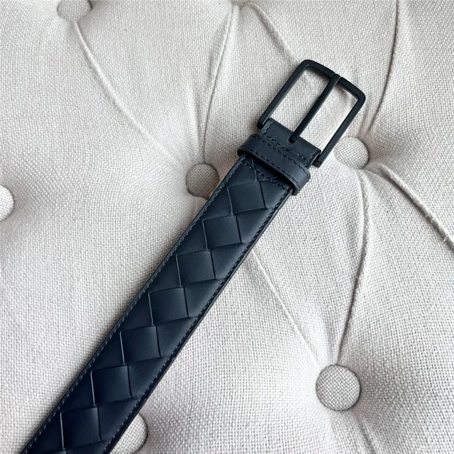 Bottega Veneta Intrecciato Black Woven Matte Buckle Leather Belt 20